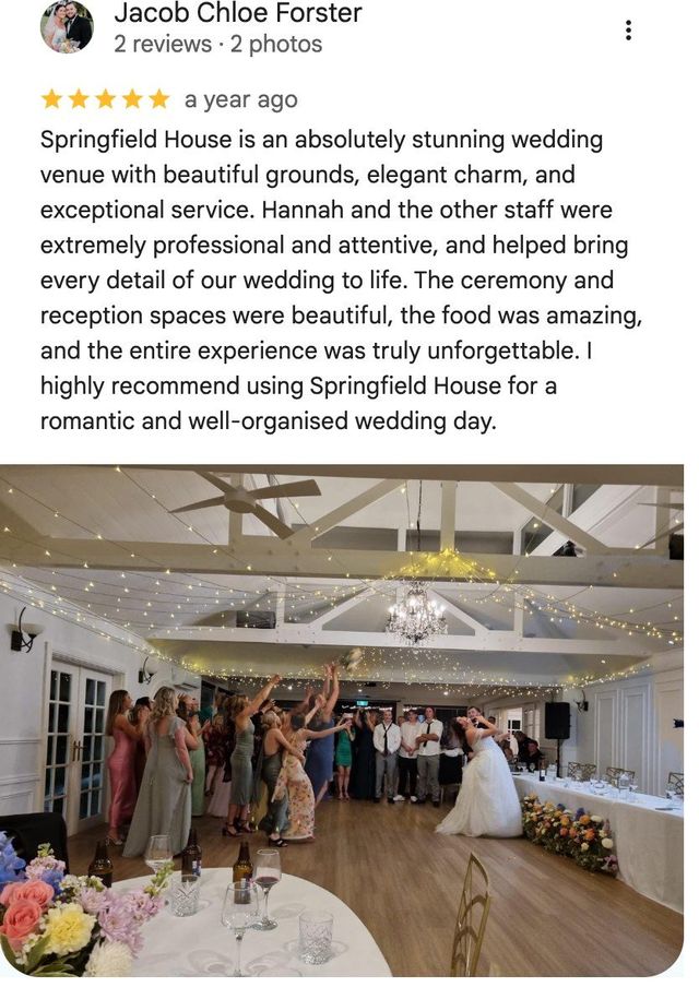 Five-star Google review from Jacob Chloe Forster
