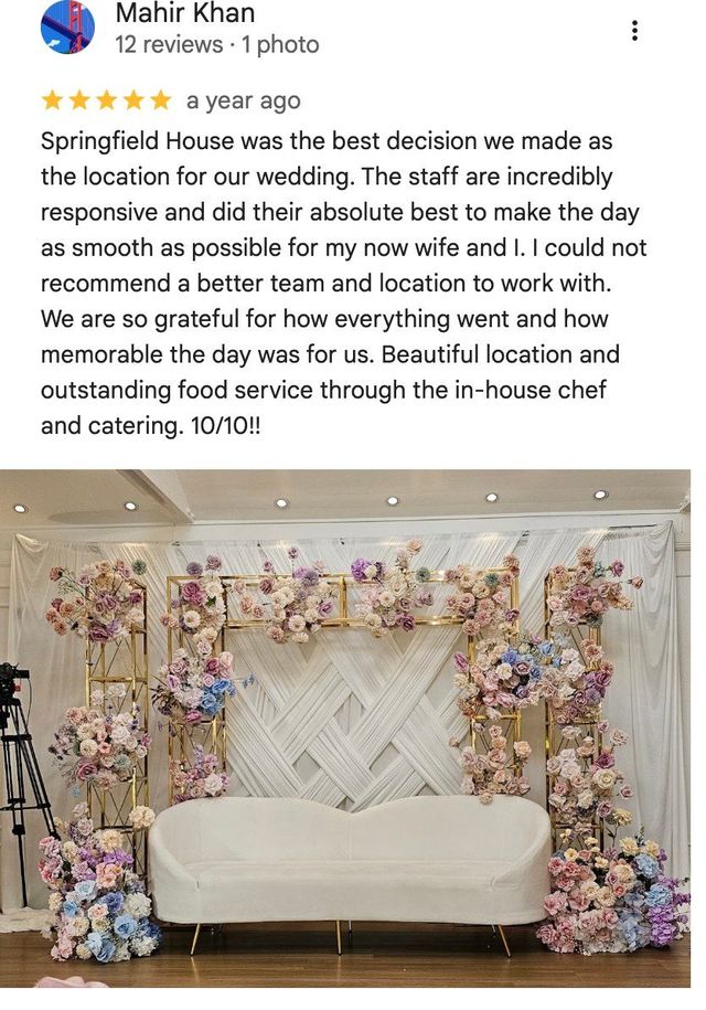 Five-star Google review from Mahir Khan