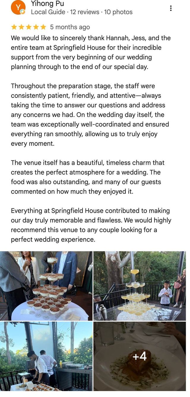 Five-star Google review from Yihong Pu