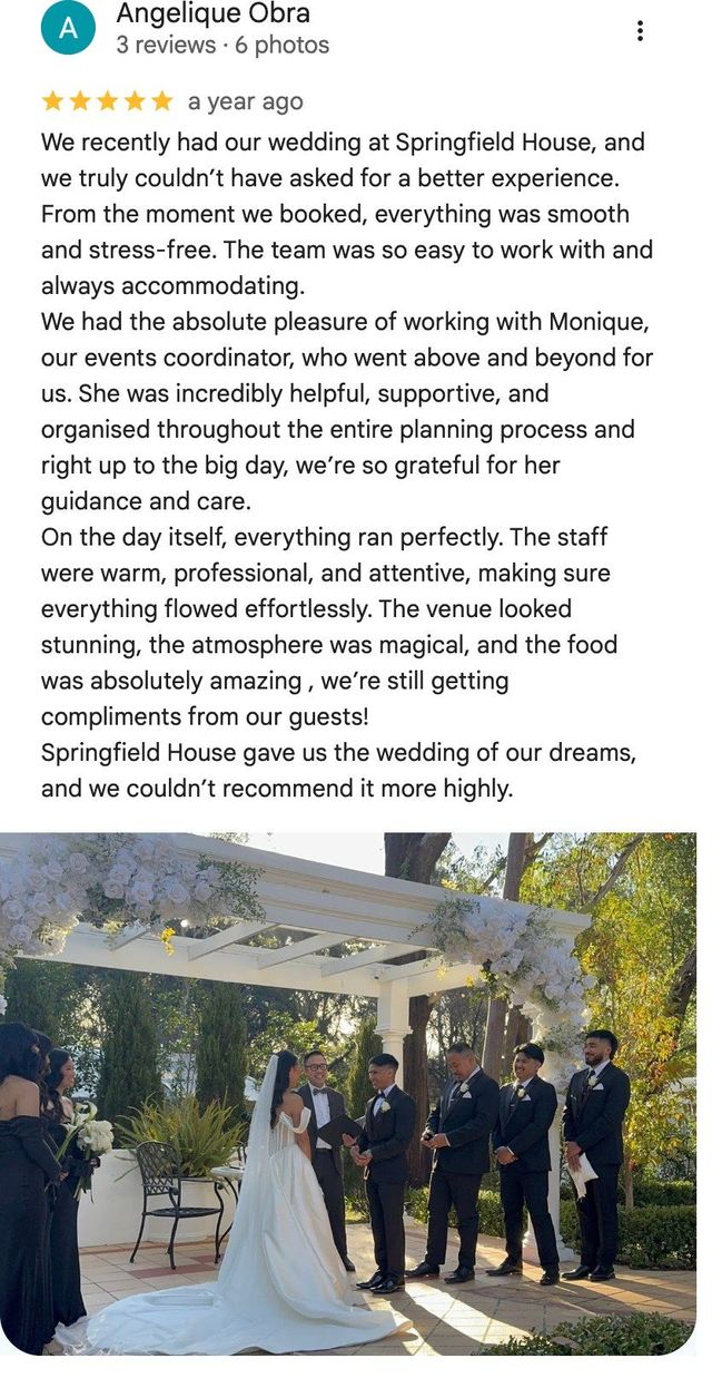 Five-star Google review from Angelique Obra