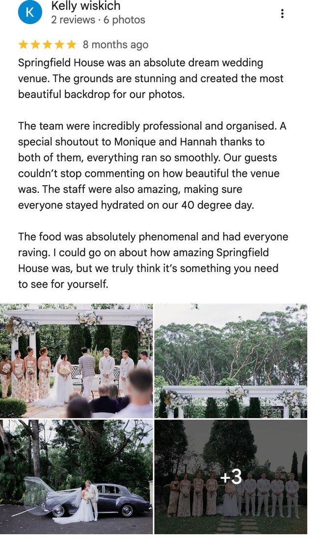 Five-star Google review from Kelly Wiskich