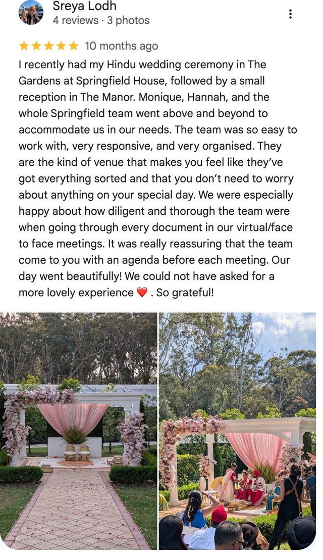 Five-star Google review from Sreya Lodh